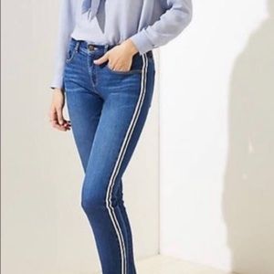 Loft Side Stripe Modern Skinny Jeans Size 00, Size 24